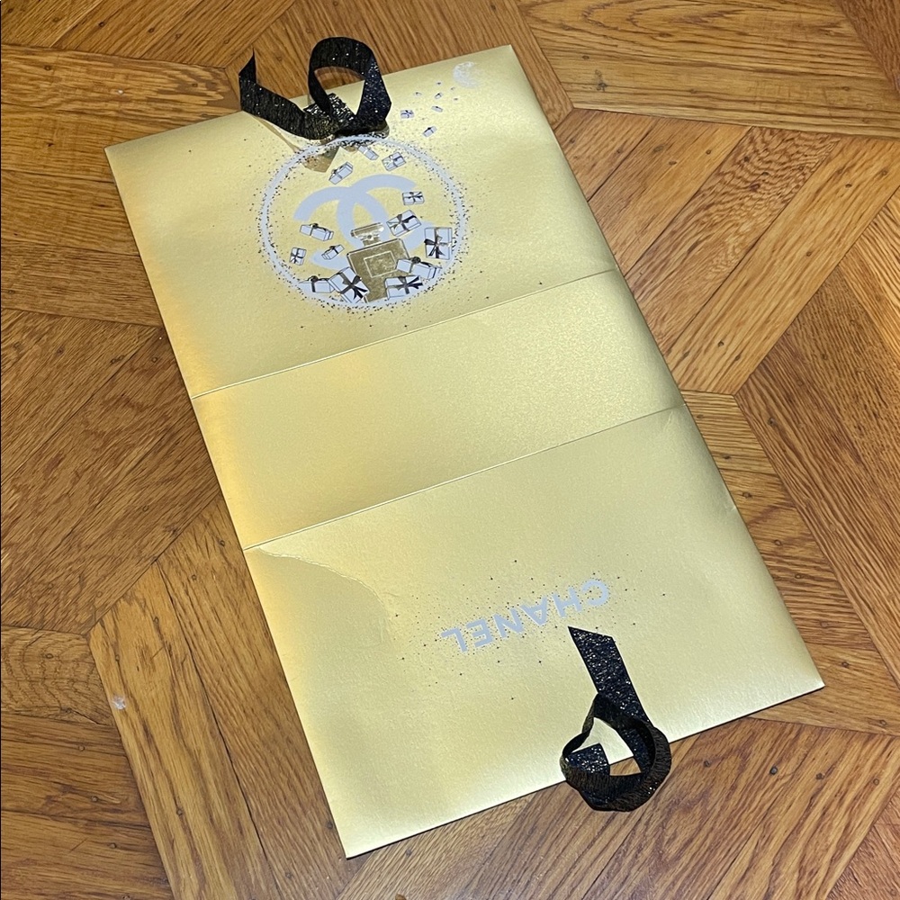Authentic Chanel Gold Bag with Black limited edition box
